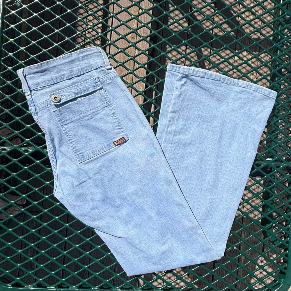 Y2K Just USA Light-wash Flare Low Rise